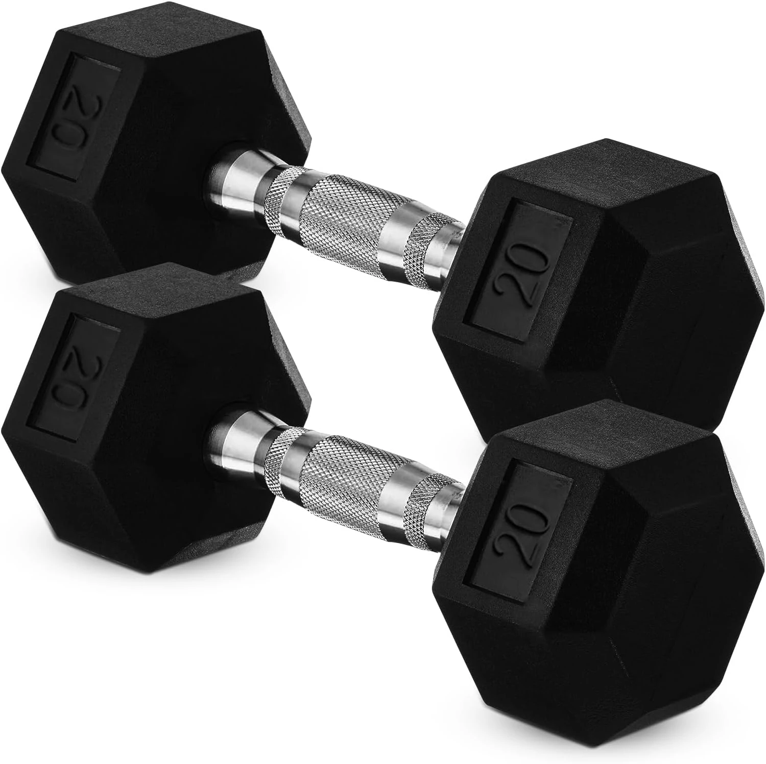 Fitness And Sport Pair Of 20-45lb Rubber Coated Hex Dumbbell Set - Image 7