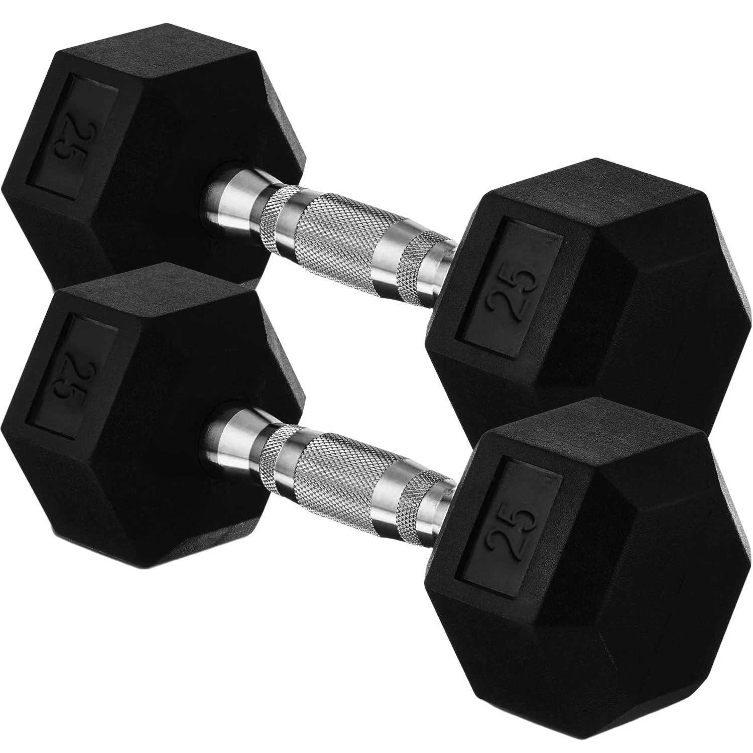 Fitness And Sport Pair Of 20-45lb Rubber Coated Hex Dumbbell Set - Image 8