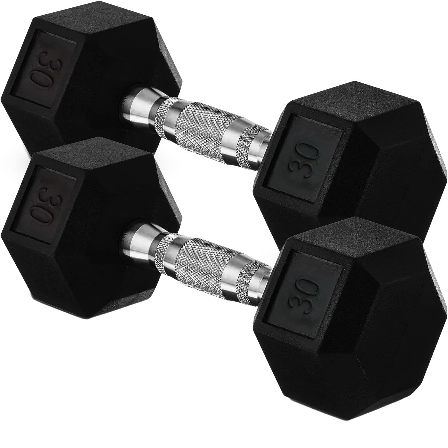 Fitness And Sport Pair Of 20-45lb Rubber Coated Hex Dumbbell Set - Image 9