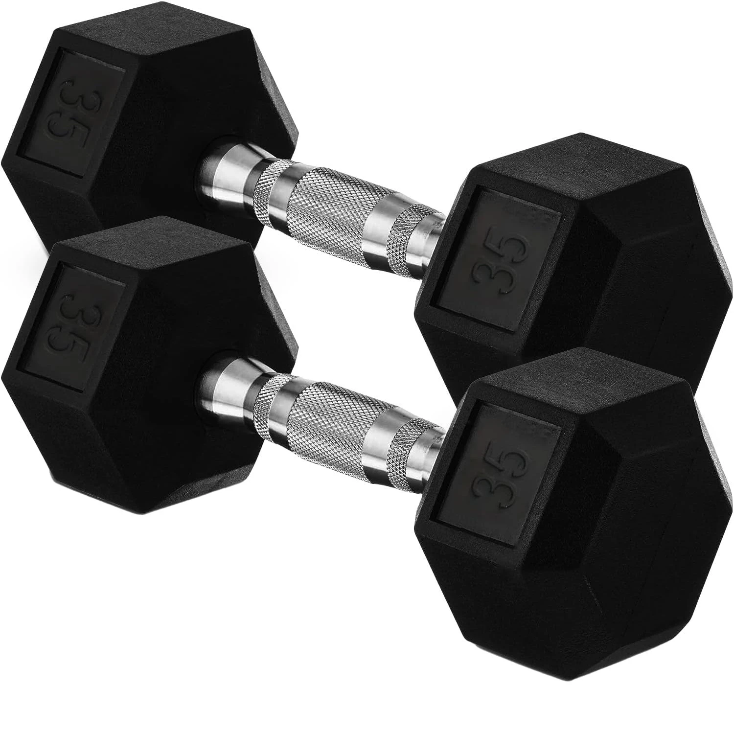 Fitness And Sport Pair Of 20-45lb Rubber Coated Hex Dumbbell Set - Image 10