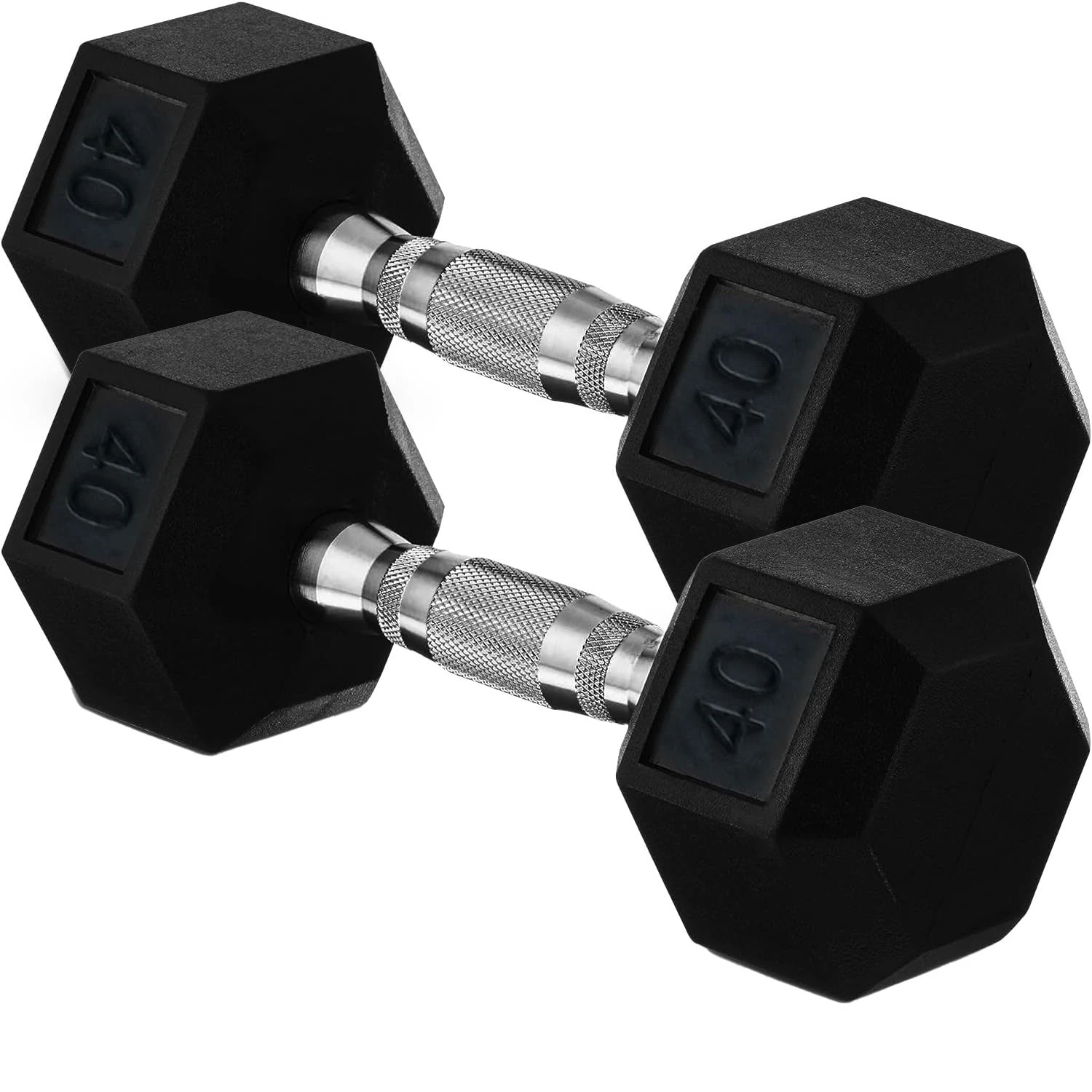 Fitness And Sport Pair Of 20-45lb Rubber Coated Hex Dumbbell Set - Image 11