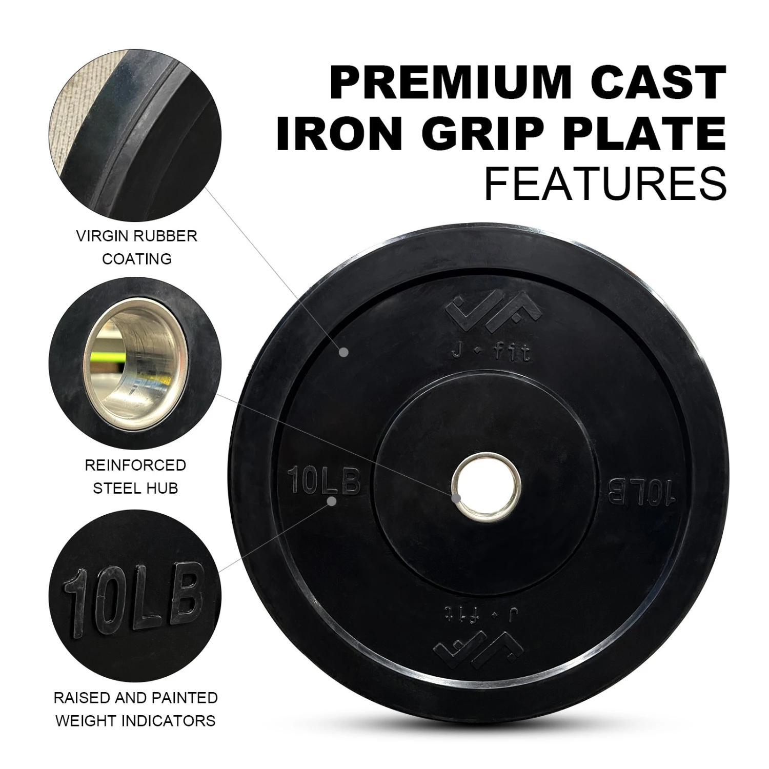 Fitness And Sport JFIT Black Olympic Bumper Plate 10LB 25LB 35LB 45LB - Image 5