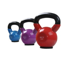 Fitness And Sport 4kg, 6kg, 10kg Vinyl Kettlebell Package, Solid Cast Iron Kettlebell