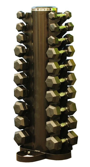 Fitness And Sport 1-10kg Rubber Hexagonal Dumbbell Set With Vertical Rack - Image 2