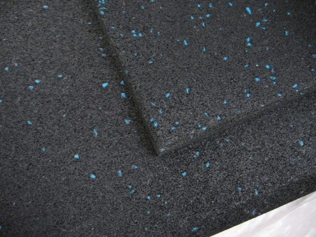 Fitness And Sport 1M*1M Rubber Flooring/Rubber Mat/Rubber Tiles Black With Blue Flakes