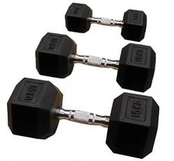 Fitness And Sport Pair Of 55kg Rubber Hex Dumbbells - Image 2