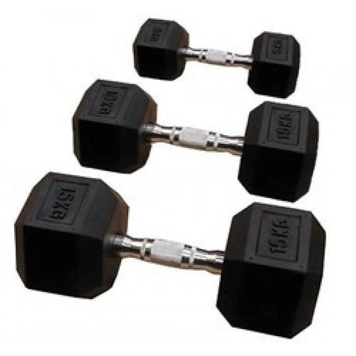 Fitness And Sport Pair Of 6kg Rubber Hex Dumbbells - Image 2