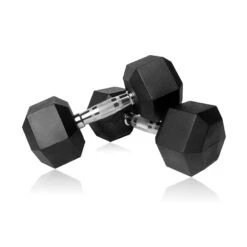 Fitness And Sport Pair Of 45kg Rubber Hex Dumbbells