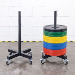Fitness And Sport Vertical Olympic Bumper Plate Stacker With Wheels